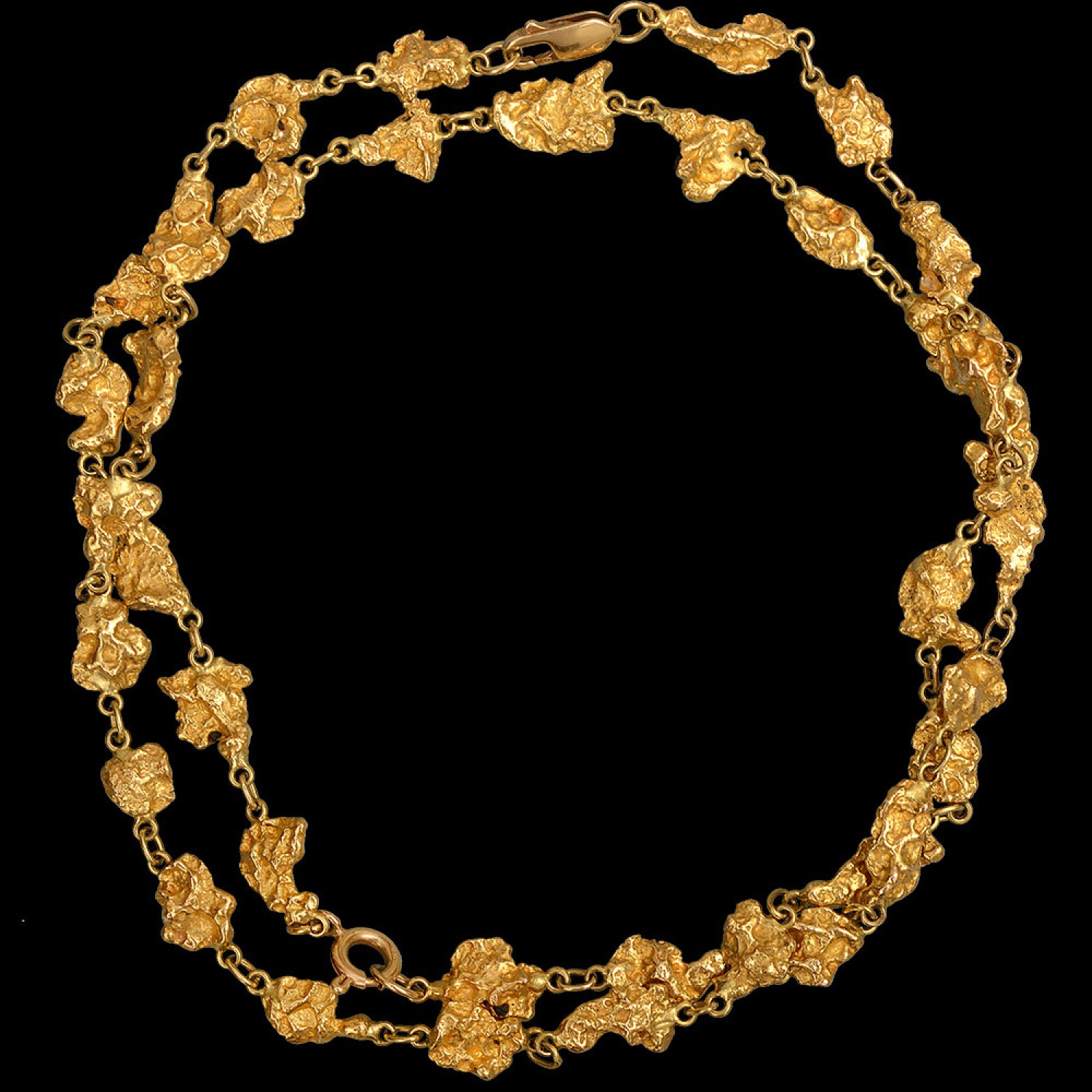 Antique Jewellery » Gold nugget chain with 18ct links, converts into ...